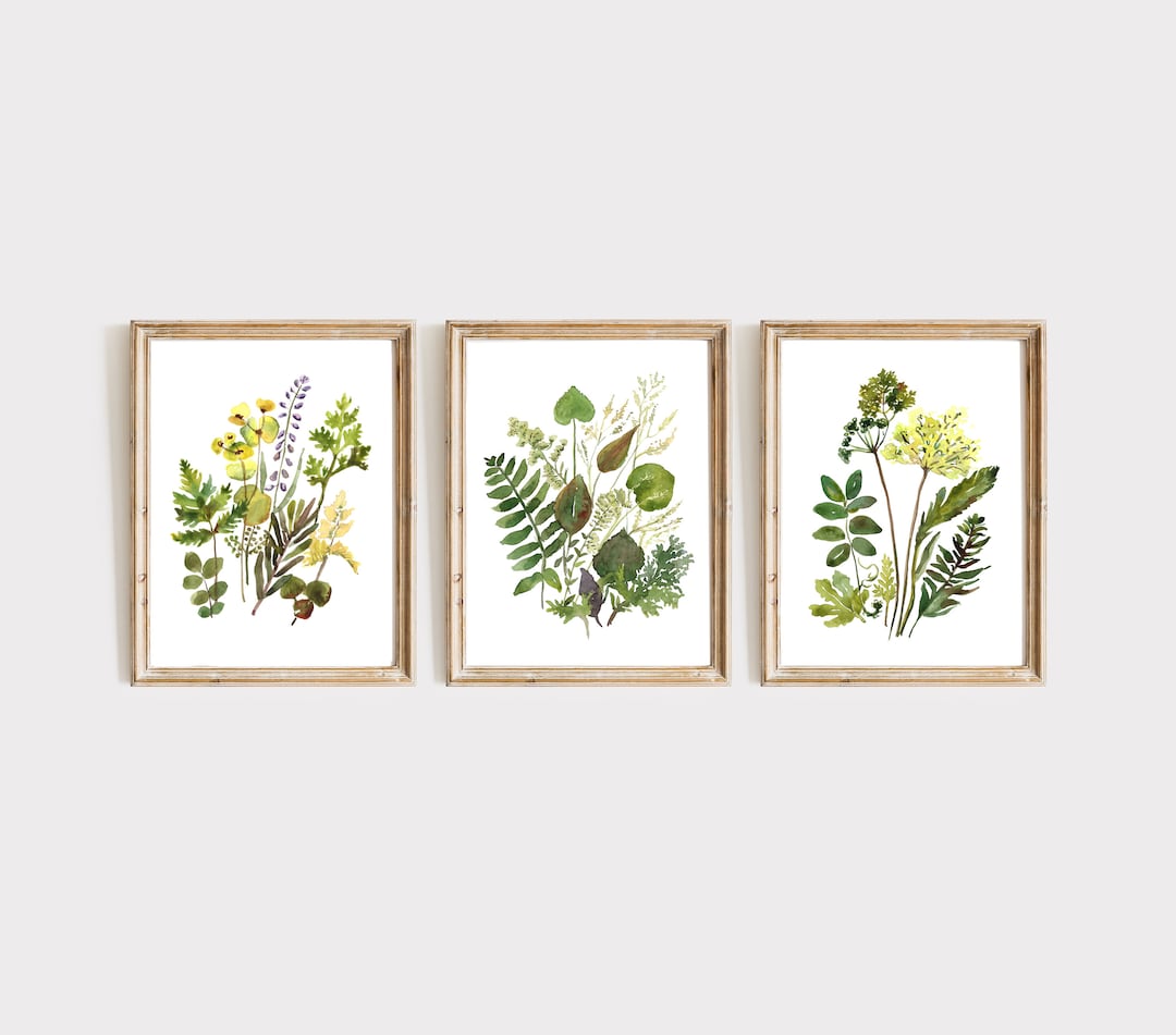 Watercolor Botanical Print Set of 3 Floral Printable Art Gallery Wall ...