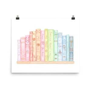 Classic Books Library Watercolor Painting, Story Book Art, Books Watercolor, Book Lover Art, Vintage Book Print, Book Painting, Book Gift