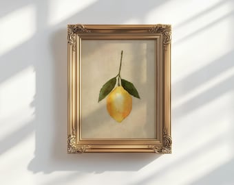 LEMON Painting Original Watercolor Artwork, Kitchen Still Life, Minimalist Lemon Art, Art Food, Small Painting Print