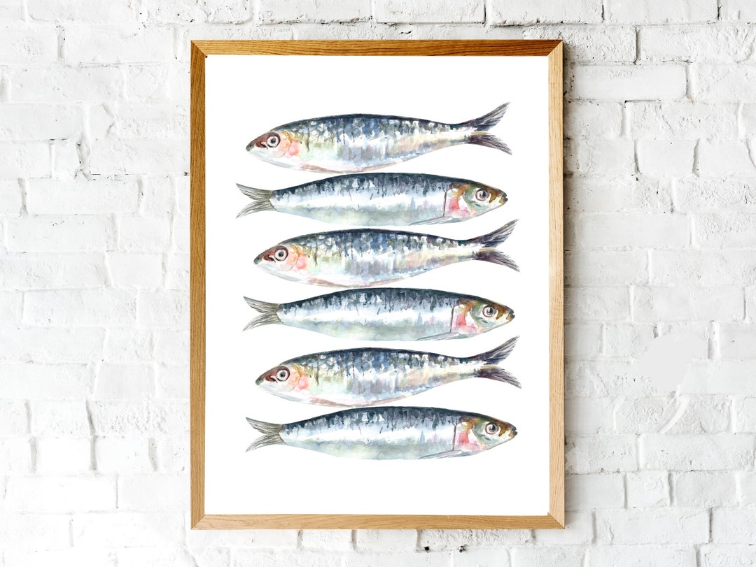 Sardines Art Print Watercolor Painting Kitchen Art Food Art Etsy