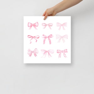 Pink Bow Watercolor Painting, Light Soft Pastel, Baby Girl Print, Little Girl Nursery, Baby Bow Art, Pink Bow Print, Baby Girl Gift Art