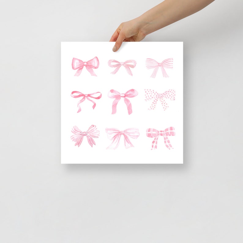 Pink Bow Watercolor Painting, Light Soft Pastel, Baby Girl Print, Little Girl Nursery, Baby Bow Art, Pink Bow Print, Baby Girl Gift Art