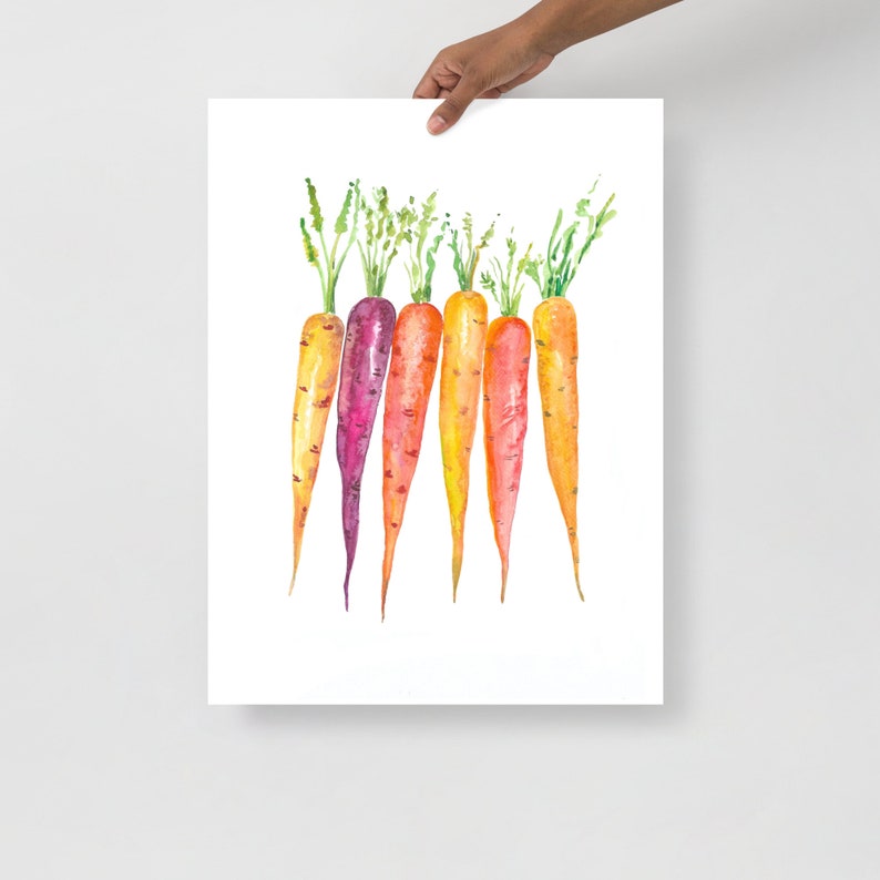 Carrot Watercolor Painting Vegetable Wall Art Food Art Print Garden Kitchen Art Print Easter Carrot Art Print