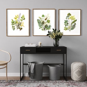 Watercolor Botanical Print Set of 3 Floral Printable Art Gallery Wall ...