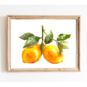 Lemon Painting Still Life, Minimalist Lemon Art, Farmhouse Painting, Kitchen Decor, Art Food, Lemon Art Print