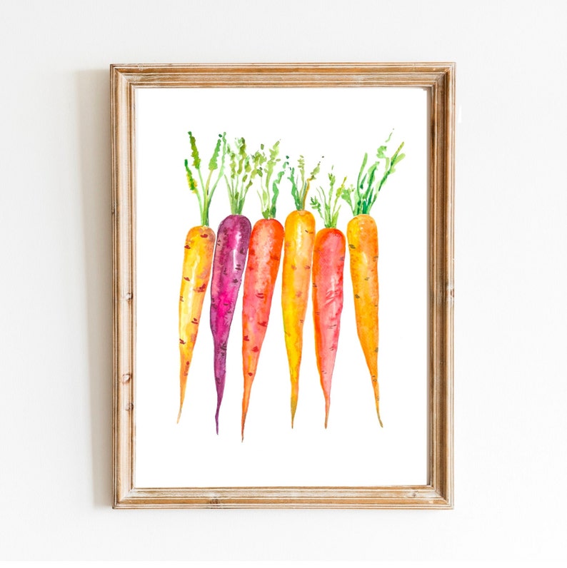 Carrot Watercolor Painting Vegetable Wall Art Food Art Print Garden Kitchen Art Print Easter Carrot Art Print Garden Fruits Prints Art Print image 1