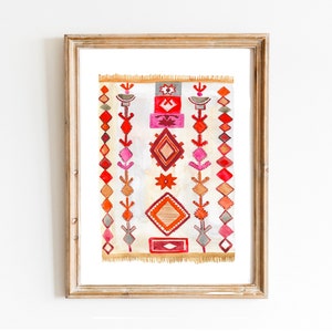 Stampa acquerello tappeto marocchino Arte murale eclettica Stampa artistica astratta Boho Decorazione antica Boho Decorazione moderna Boho minimalista Poster artistico Boho