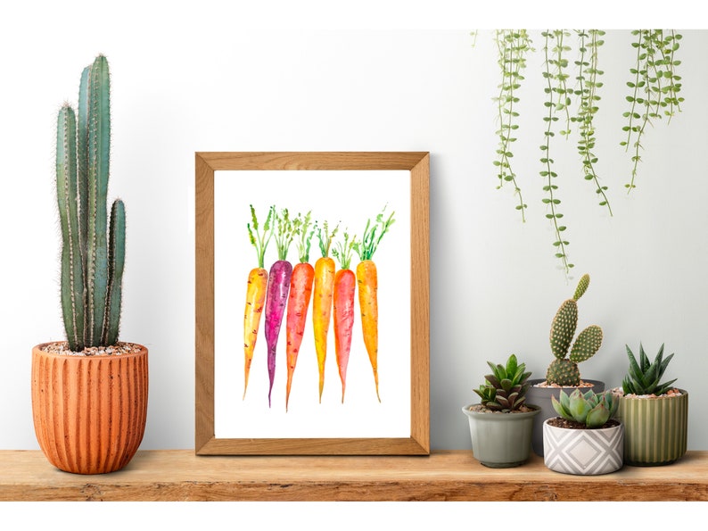 Carrot Watercolor Painting Vegetable Wall Art Food Art Print Garden Kitchen Art Print Easter Carrot Art Print Garden Fruits Prints Art Print image 6