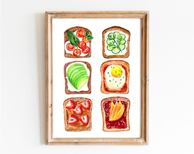 Sandwich Watercolor Print – Realistic Food Art For Kitchen, Tomato Bread Art, Club Sandwich Painting, Gift For Foodie, Kitchen Wall Art