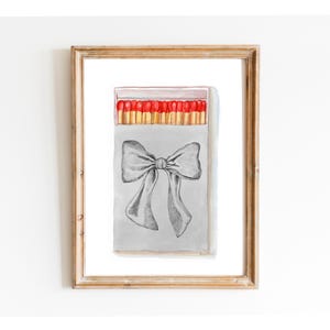 Stampa di scatole di fiammiferi, pittura ad acquerello, arte della sala giochi, stampa alla moda, arte murale femminile, opera d'arte di scatole di fiammiferi, stampa di fiocchi, Cool Girl Core, arte alla moda
