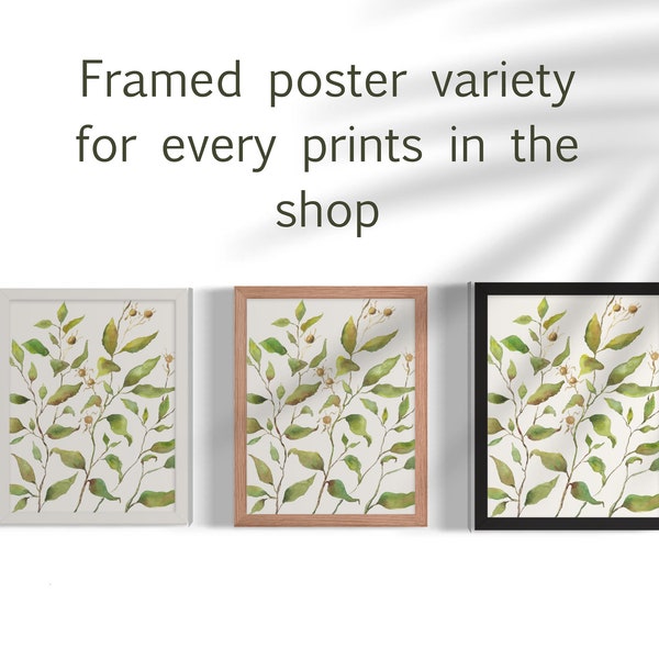 Framed Poster Variety for Every Watercolor Print in the Store, Custom Framed Print, Framed Artwork, Wooden Framed, Framed Art