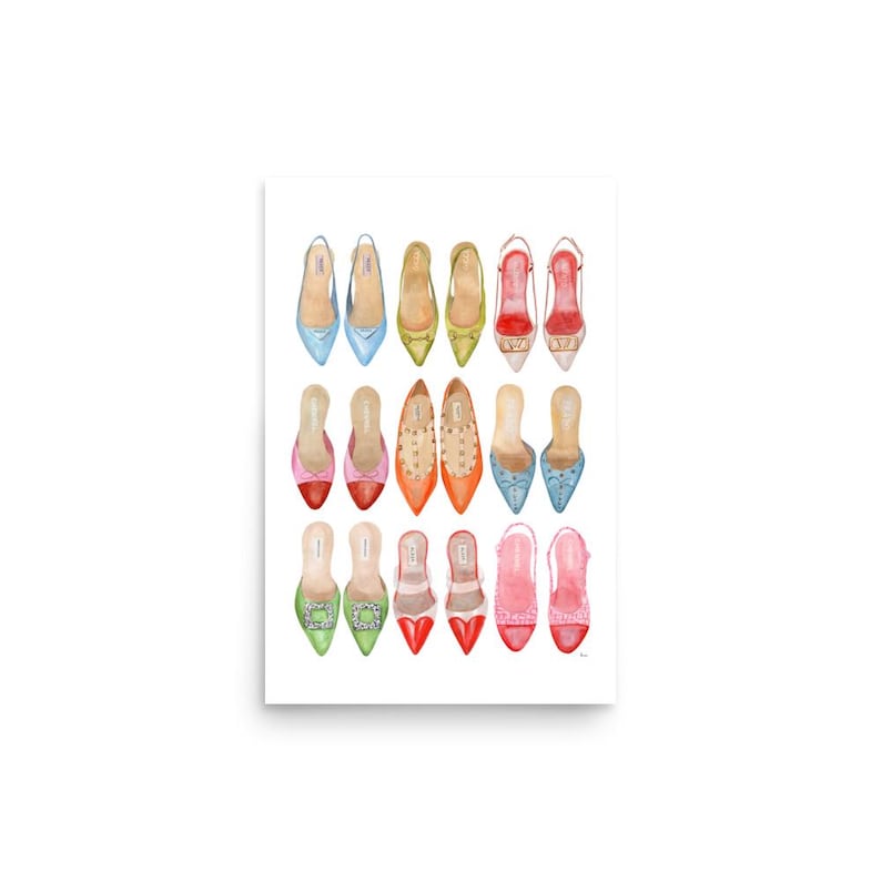 Designer Shoes Art Print, Fashion Art, Watercolor Painting, Gift For Her, Luxury Poster, Fancy Shoes