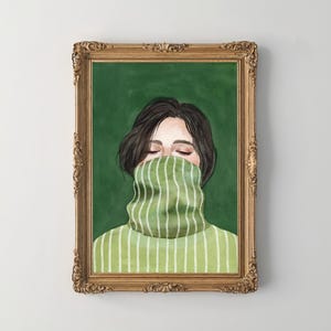 Smaragdgrün Abstrakte Frau Kunst, Eklektische Porträt, Weibliche Figur Kunst, Frau Malerei, Aquarell Porträt, Schlafzimmer Kunstdruck, Grüne Kunst