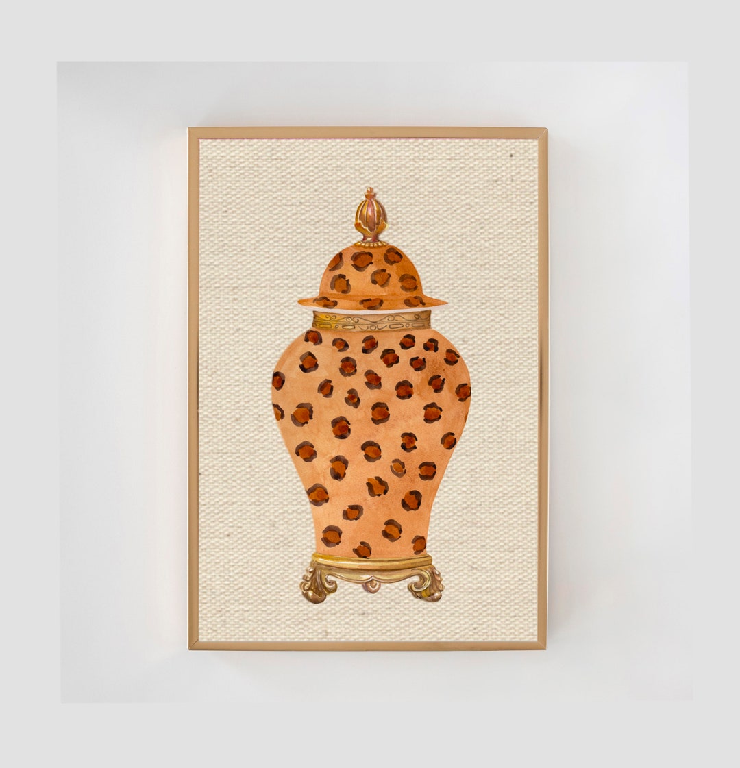 Leopard Vase Wall Art Apartment Decor Leopard Design Etsy