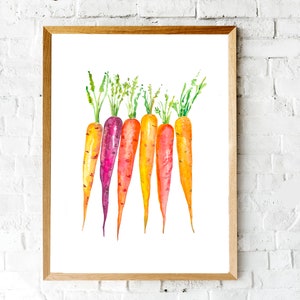 Carrot Watercolor Painting Vegetable Wall Art Food Art Print Garden Kitchen Art Print Easter Carrot Art Print Garden Fruits Prints Art Print image 3