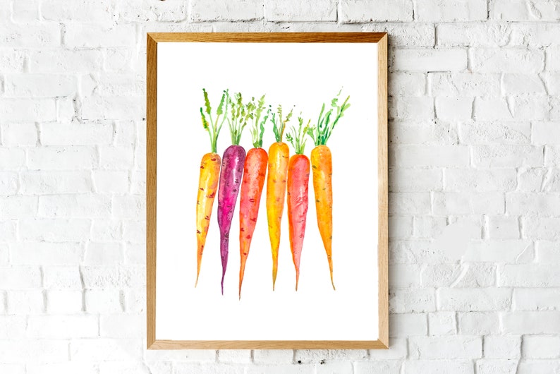 Carrot Watercolor Painting Vegetable Wall Art Food Art Print Garden Kitchen Art Print Easter Carrot Art Print Garden Fruits Prints Art Print image 3