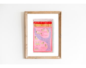 Charleston Matchbox Art Print, Watercolor Painting, Trendy Wall Art, Pink Girly Print, Pastel Wall Art, Game Room Art, Pink Retro, Cute Art