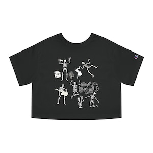 Cropped Night the Skeletons Came to Life Champion® tee, ITYSL I Think You Should Leave Inspired Skeleton Song shirt