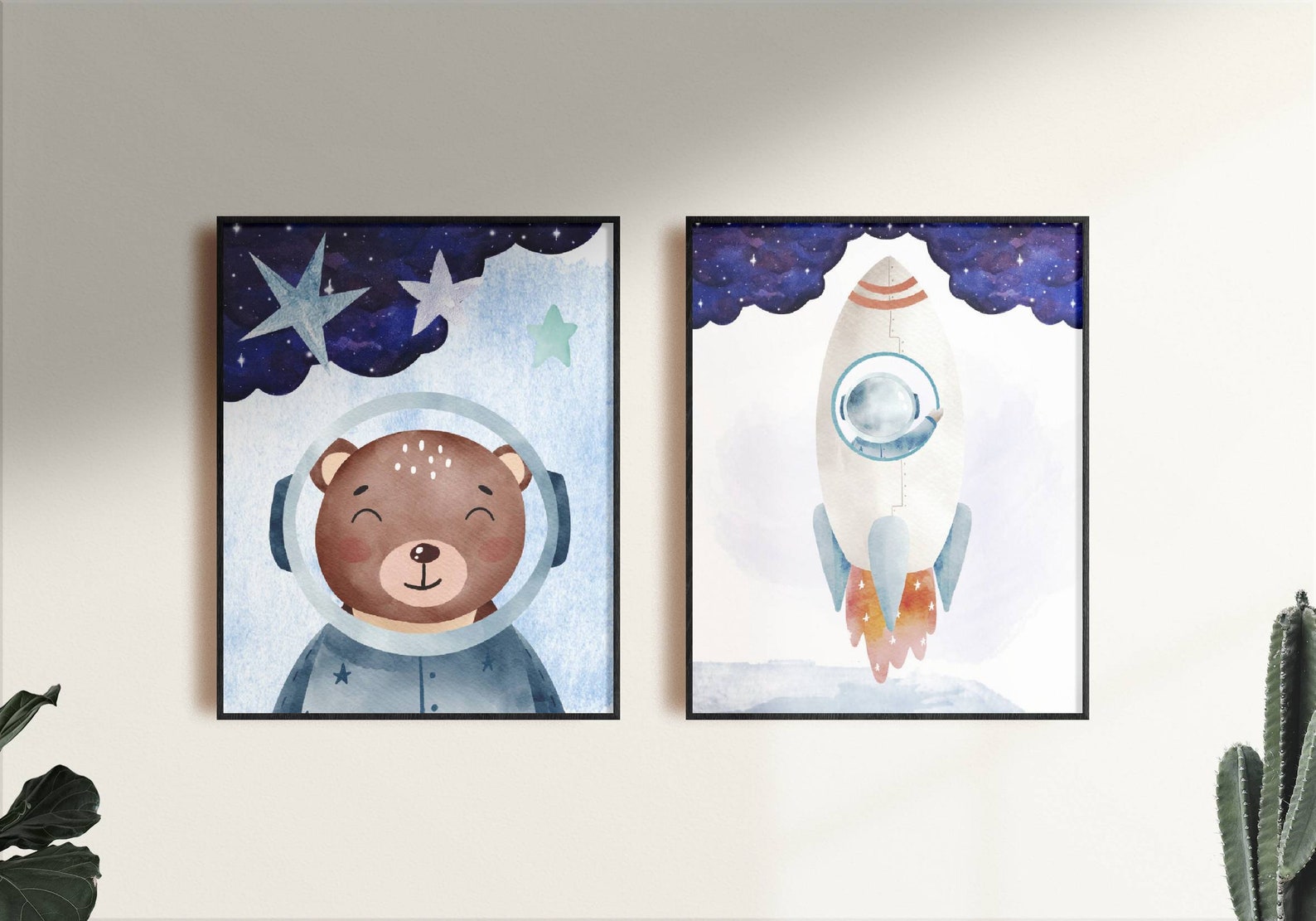 Space Theme Nursery Wall Art, Gender Neutral Wall Art for Nursery