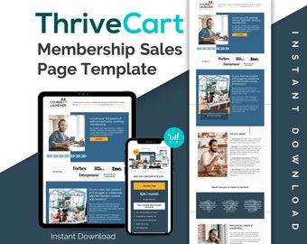 Blue ThriveCart Membership Template Long Form Sales Page Template ThriveCart Online Membership Template Membership Landing Page Membership