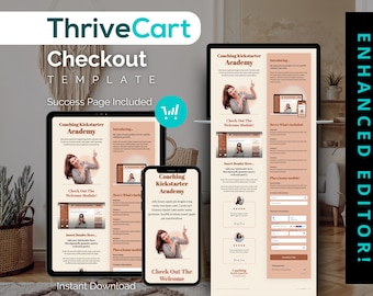 ThriveCart Checkout Template ThriveCart Template Coaching Template Pink Checkout Template Course Landing Page Online Course Sales Funnel