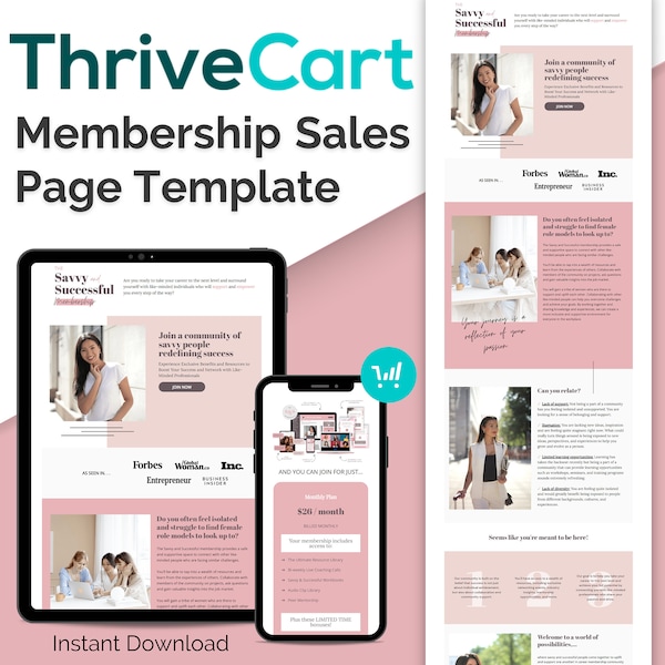 ThriveCart Membership Template Long Form Sales Page Template ThriveCart Online Membership Template Membership Landing Page Membership Site