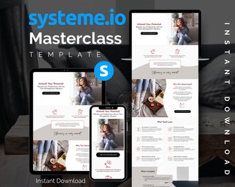 Systeme.io Masterclass Sales Page Template Systemeio Bootcamp Landing Page Systeme io Sales Funnel Coaching Template Red Systeme.io Template