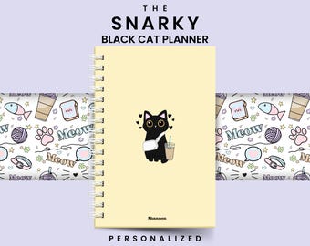 Handcrafted Physical Planner Tailored Gift For Her Check-In Tracker Goals Planner For Organized Women With Snarky Humor Cat Sticker Sheet