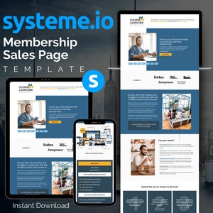 Blue Systeme.io Membership Sales Page Template Long Form Sales Page Template Systeme.io Online Membership Template Membership Landing Page