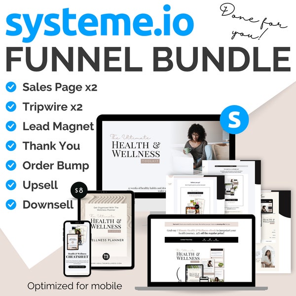 Systeme.io Funnel Bundle Boho Neutral | Lead Magnet Opt-in | Tripwire | Sale Page Templates | Systeme io Funnel Beige Systemeio Templates