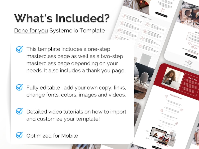 systeme.io masterclass sales page template systeme io masterclass sales page template systemeio masterclass template landing page systeme.io sales funnel bootcamp template Coaching funnel template two step checkout one step checkout editable mockups