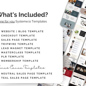 Systeme.io template bundle Systemeio bundle opt-in lead magnet tripwire sales page Systeme io template Masterclass Template PLR Template membership
what's included