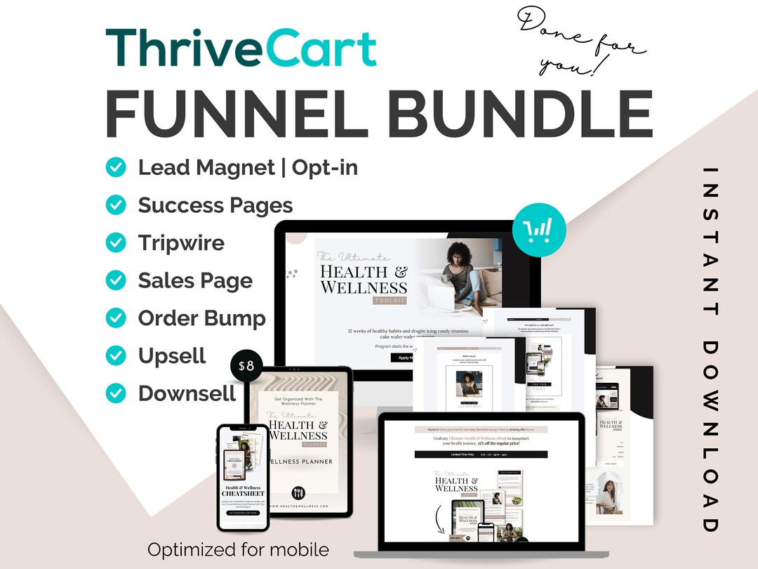 Thrivecart FUNNEL BUNDLE Lead Optin Tripwire Sale Page Templates Coaching Funnel