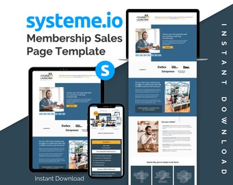 Blue Systeme.io Membership Sales Page Template Long Form Sales Page Template Systeme.io Online Membership Template Membership Landing Page