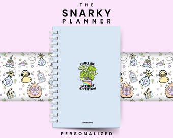 Funny Personalized Undated Weekly Planner Stickers Gift Idea Blue Hardcover Planner With Monthly Tabs Planner Dots And Habit Tracker