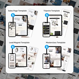 Systeme.io template bundle Systemeio bundle opt-in lead magnet tripwire sales page Systeme io template Masterclass Template PLR Template membership
Coaching funnel template Online Course sales page Template mockup, done for you Pinterest landing page