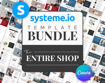 Systeme.io Template Bundle The Entire Shop Sales Page Membership PLR Tripwire Lead Magnet Masterclass Systemeio Templates Systeme io