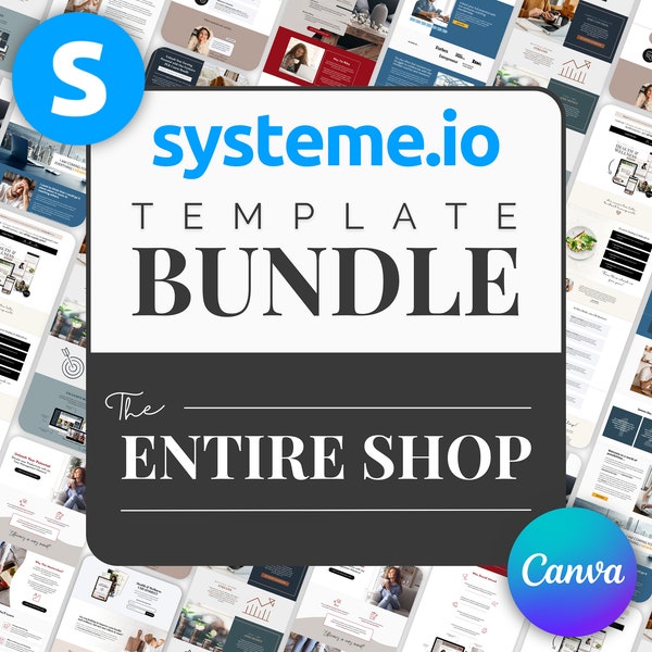 Systeme.io Template Bundle The Entire Shop Sales Page Membership PLR Tripwire Lead Magnet Masterclass Systemeio Templates Systeme io