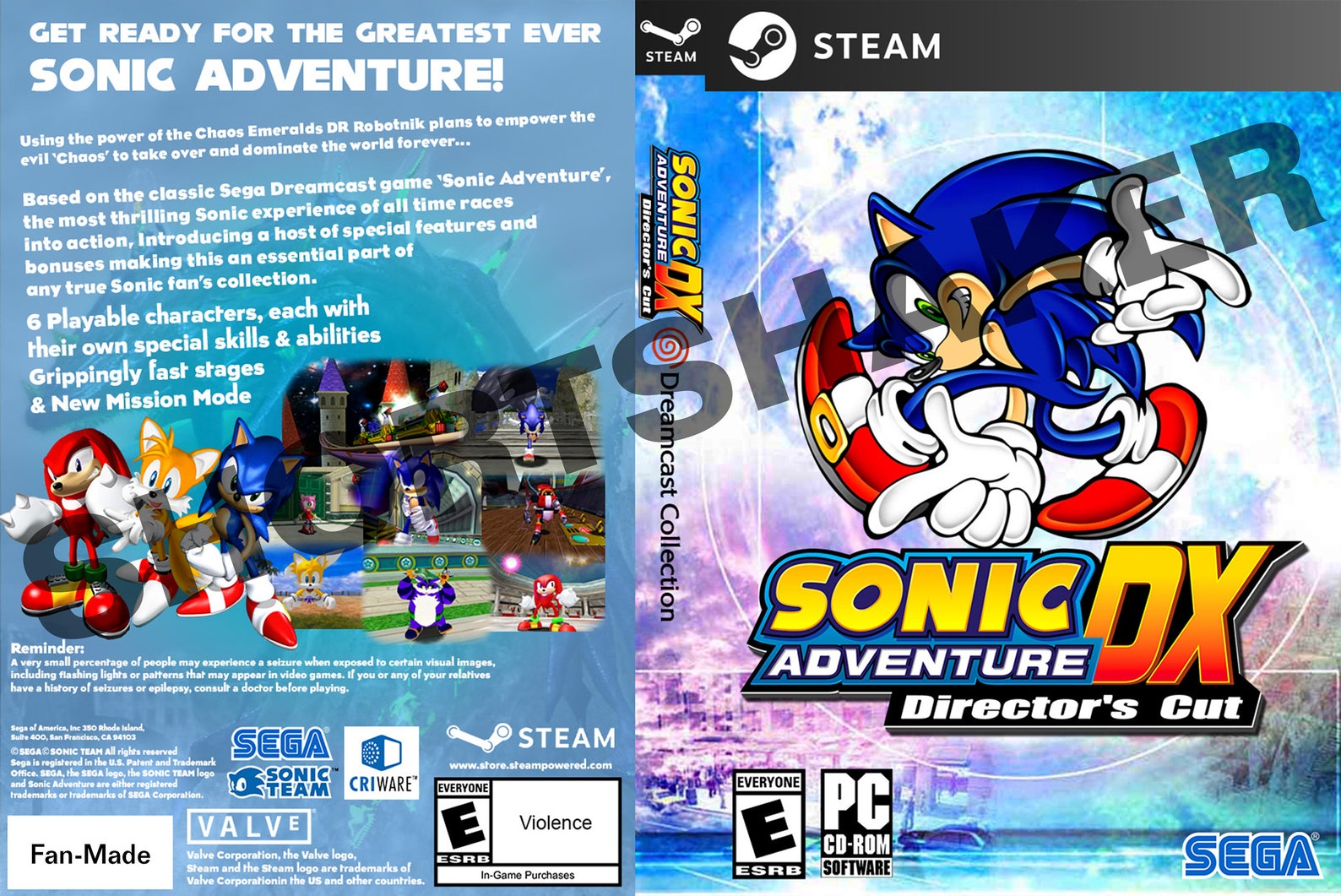 Sonic Adventure DX Director's Cut Custom Steam Cover (classic Art) (no ...