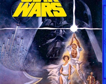 Star Wars (1977) Edición desspecializada, portada de Blu-ray personalizada, arte VHS de 1990 (sin disco Blu-ray)