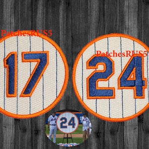 Willie Mays #24 and Keith Hernandez #17 Patch Baseball Jersey Retirement Patch NEW YORK METS Iron On