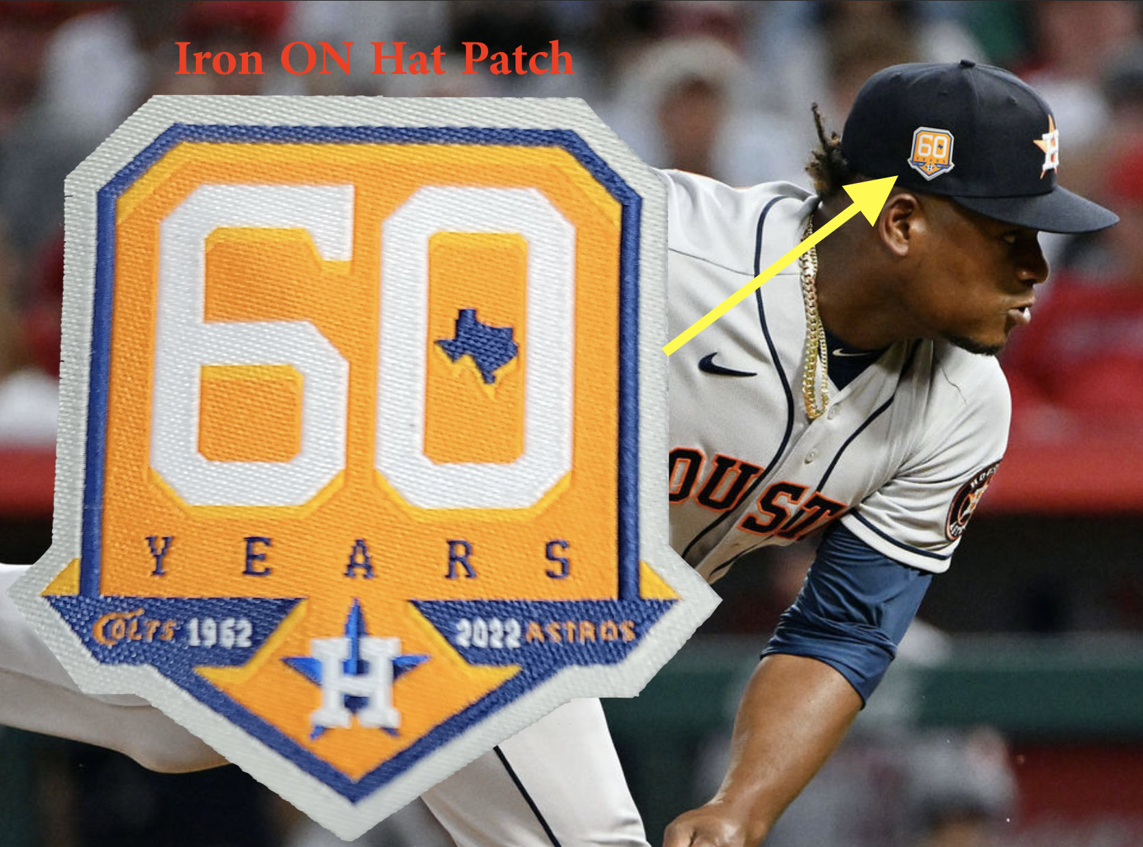 Houston Astros 60th 60 Years Anniversary Hat Patch - Small Iron On Hat  Patch Space City