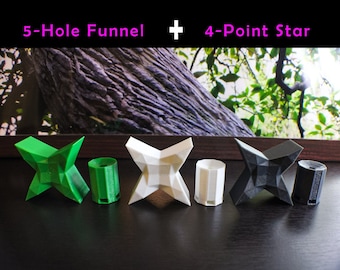 5-Loch Trichter + 4-Punkt Stern Werkzeuge | Flüssige Acrylfarbe Gießen Künstlerbedarf & Gadgets | 3D Gedruckt | IndiVisualDesigns IVD©