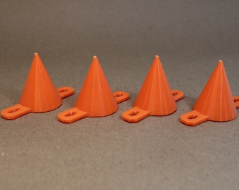 3D-geprinte oranje driehoekige kegelhouders: kunst- en acrylgiethouders