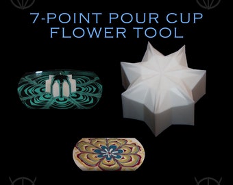 7-Point Pour Cup Flower Tool | Acrylic Fluid Paint Pours | 3D Printed Gadget | IndiVisualDesigns IVD©