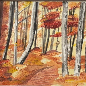 Autumn Forest Watercolor Painting