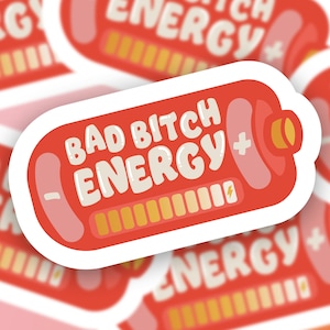 Autocollant d’énergie Bad Bitch | autocollants féministes | Décalcomanie esthétique pour ordinateur portable | Autocollant de bouteille d’eau hydroflask imperméable | Autocollant vinyle tendance