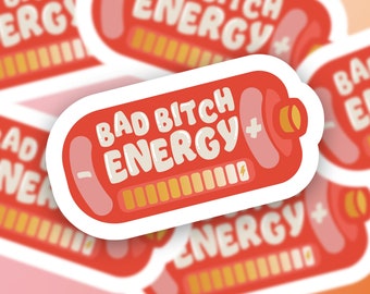 Bad Bitch Energy Sticker / Pegatina feminista / Calcomanía estética para computadora portátil / Pegatina de botella de agua hidroflask impermeable / Pegatina de vinilo de moda