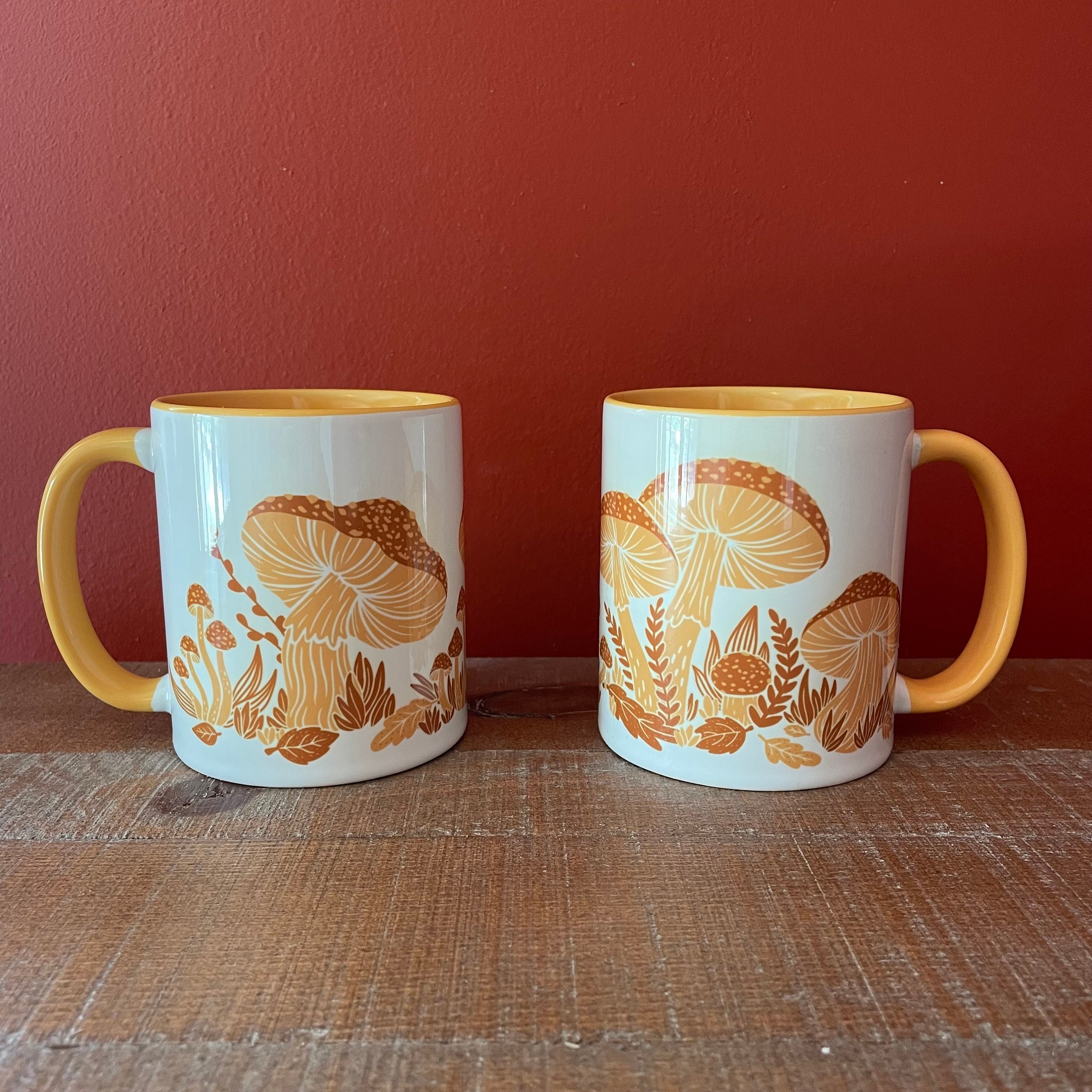Mushroom Tea Cup Personalized Tea Cup Set 2pc Hand Painted 