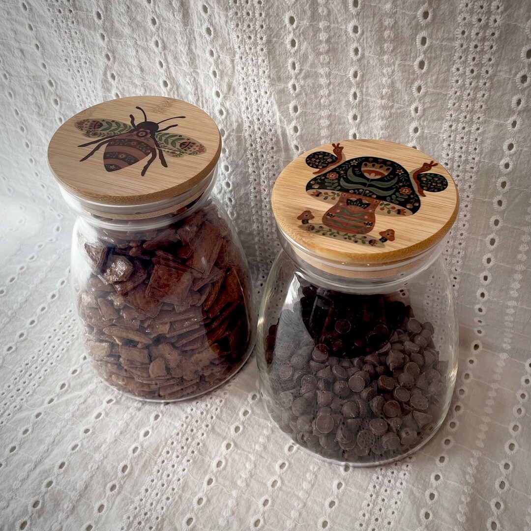 Mushroom Canister With Snails, Sour Dough Starter Jar Sourdough Start